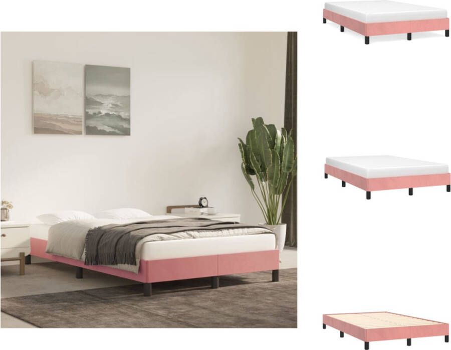 VidaXL Bedframe Roze Fluweel 203 x 123 x 25 cm Ondersteunende poten Bed