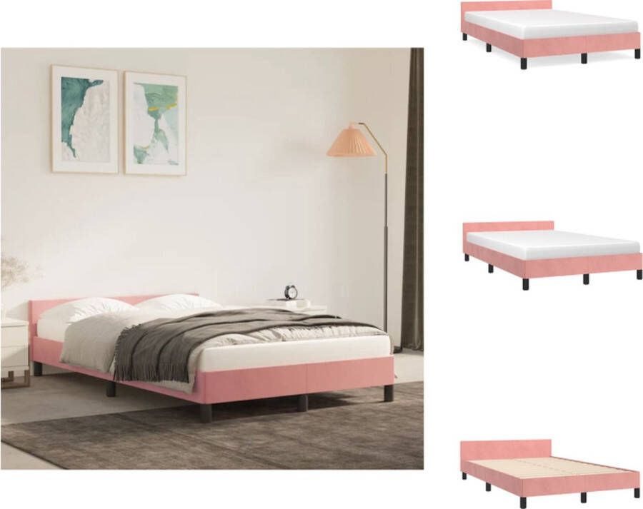 VidaXL Bedframe Roze Stof 203 x 126 x 50 cm Multiplex lattenbodem Bed