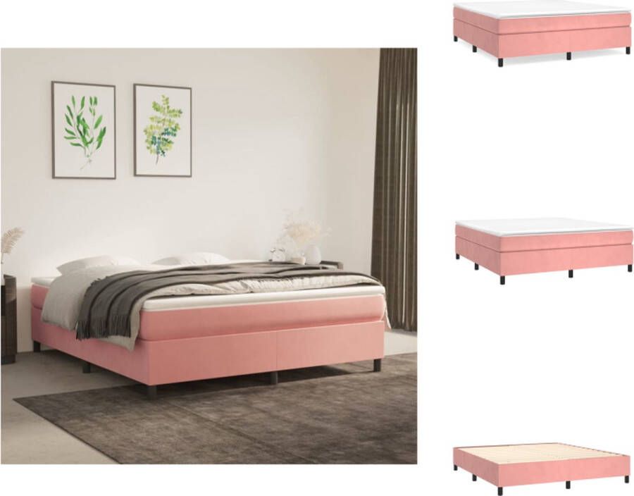 VidaXL bedframe Roze Stof Multiplex 203 x 160 x 35 cm Zacht fluweel Bed