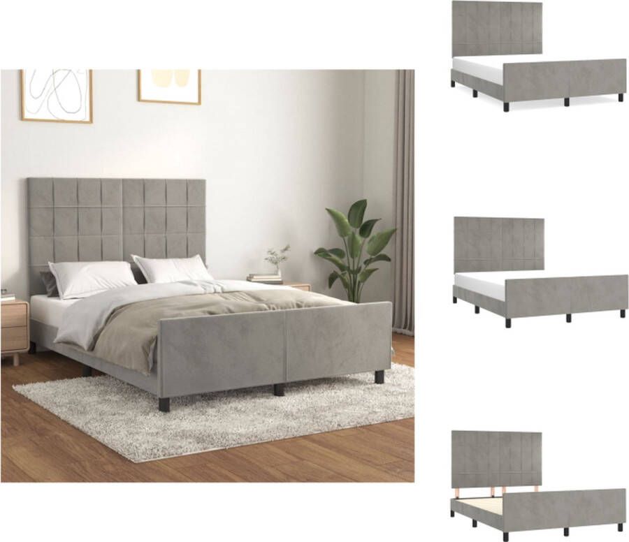 VidaXL Bedframe Sofia Bedframes 193x146x118 128cm Lichtgrijs Fluweel Bed