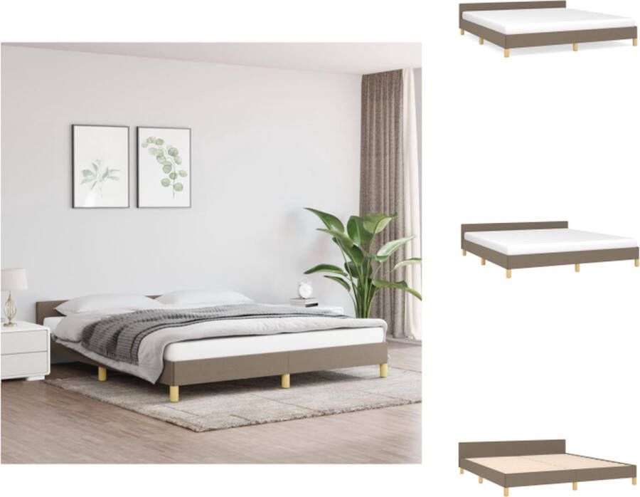 VidaXL Bedframe Taupe 203 x 163 x 50 cm Stof Multiplex lattenbodem Matras niet inbegrepen Bed