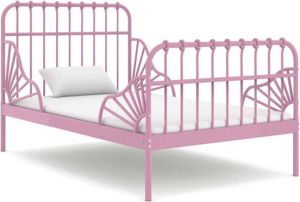 VidaXL Bedframe verlengbaar metaal roze 80x130 200 cm