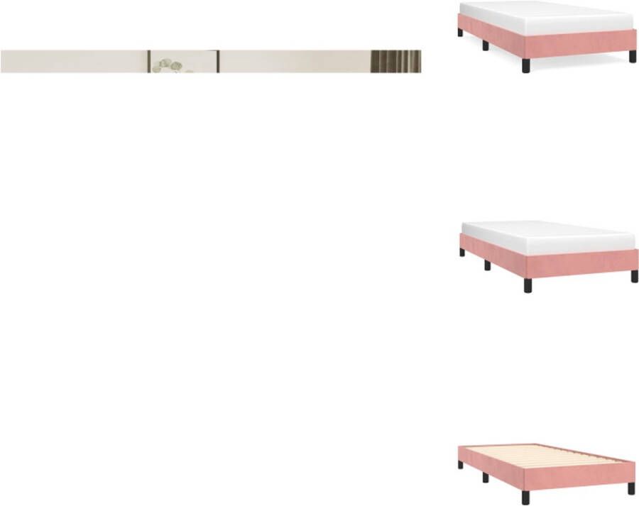 VidaXL Bedframe Zacht Fluweel 203 x 93 x 25 cm Roze Geschikt voor 90 x 200 cm Matras Bed