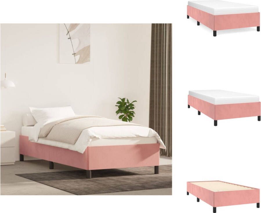 VidaXL Bedframe Zacht fluwelen Bedframe 193x93x35 cm Roze Bed