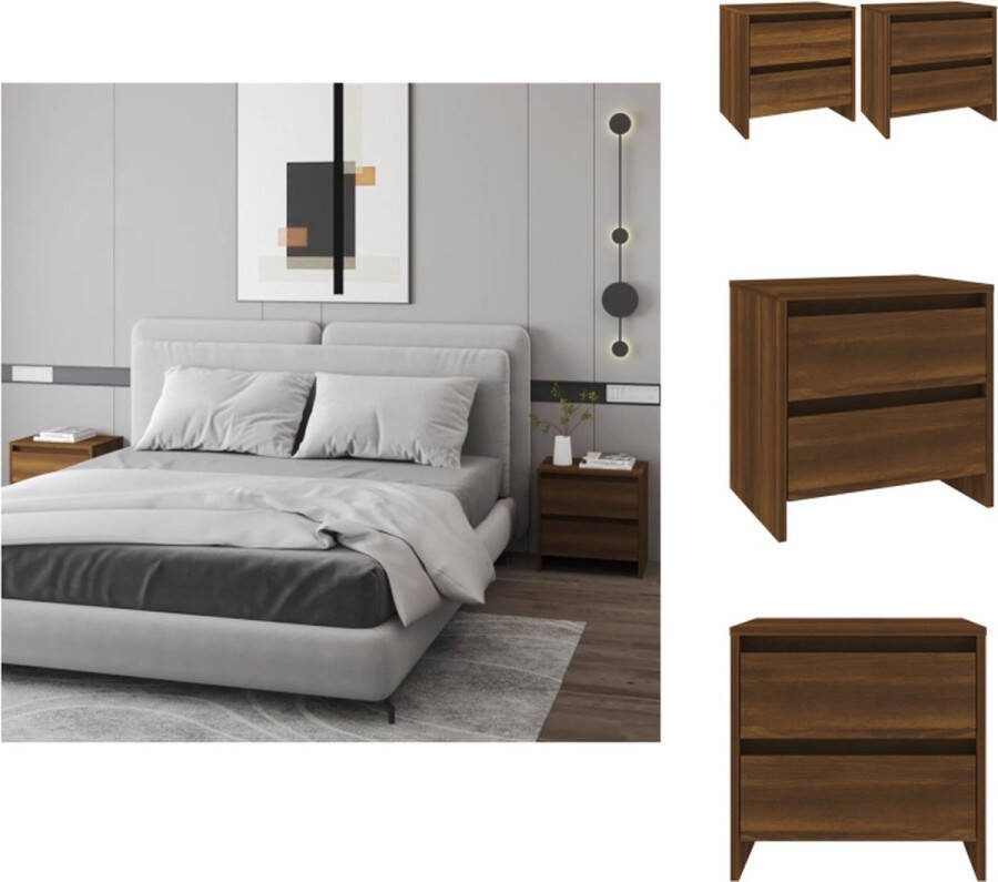 VidaXL Bedkast Nachtkastjes 45 x 34.5 x 44.5 cm 2 laden Kast