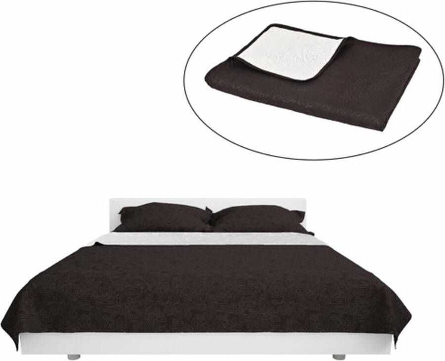 VidaXL -Bedsprei-dubbelzijdig-230x260-cm-quilt-crème-en-bruin