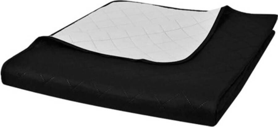 VidaXL Bedsprei gewatteerd dubbelzijdig 230x260 cm zwart wit