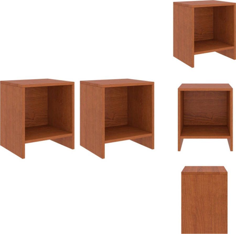 VidaXL Bedtafeltjes Nachtkastjes Massief grenenhout 35 x 30 x 40 cm Honingbruin Kast