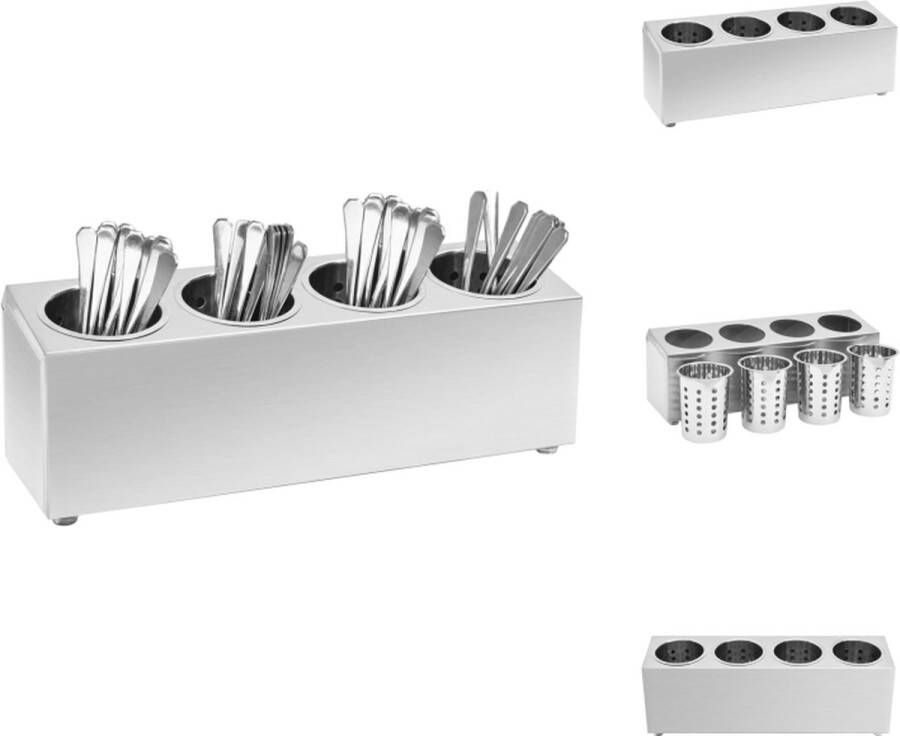 VidaXL Bestekhouder 50.5 x 15 x 18 cm roestvrij staal Bestekset