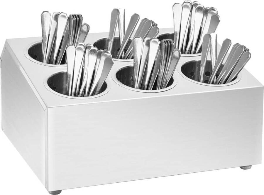 VidaXL -Bestekhouder-6-vakken-vierkant-roestvrij-staal