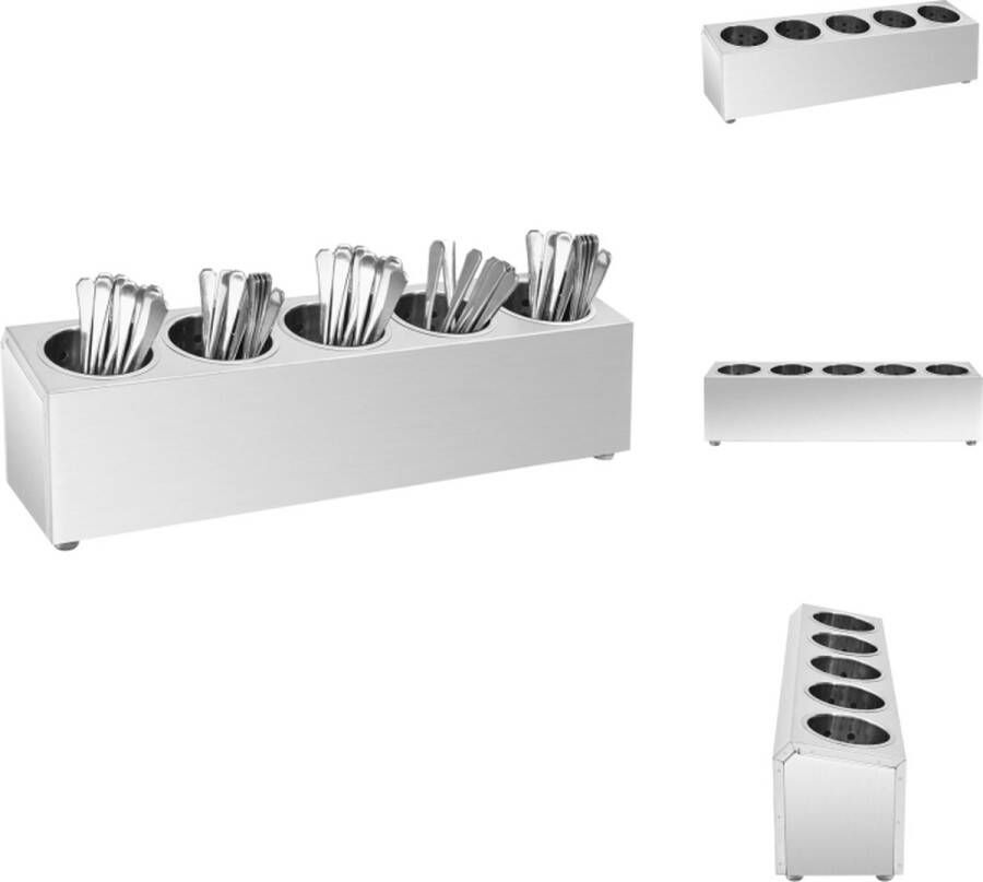 VidaXL Bestekhouder Tafelorganizer 63 x 15 x 18 cm Roestvrij staal Bestekset