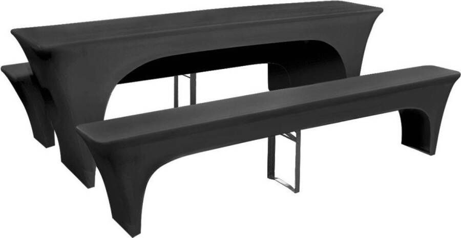 VidaXL -Biertafel--en-bankenhoesset-stretchstof-antraciet-3-delig