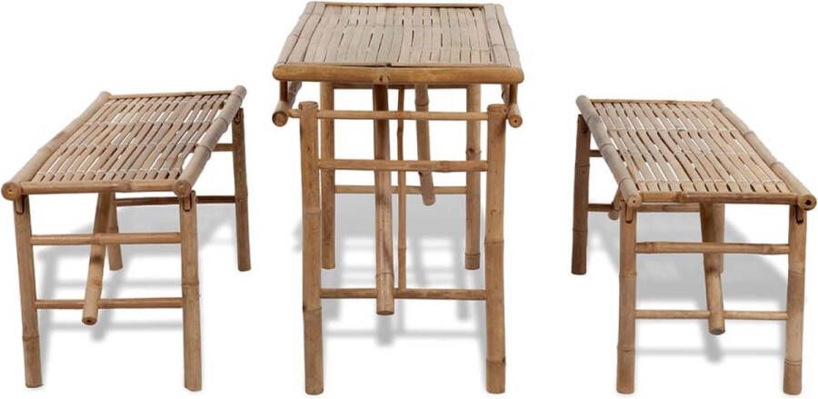 VidaXL Picknick tafel set inklapbaar bamboe 3-delig
