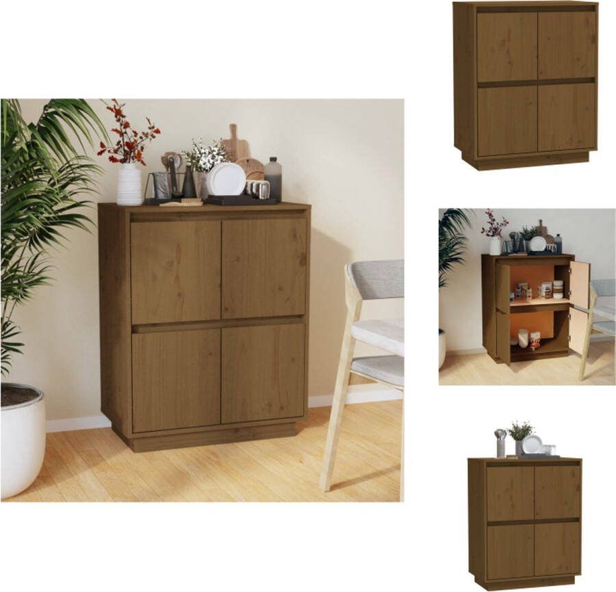 VidaXL Bijzetkast Houten dressoir 60x34x75 cm Honingbruin Keukenkast