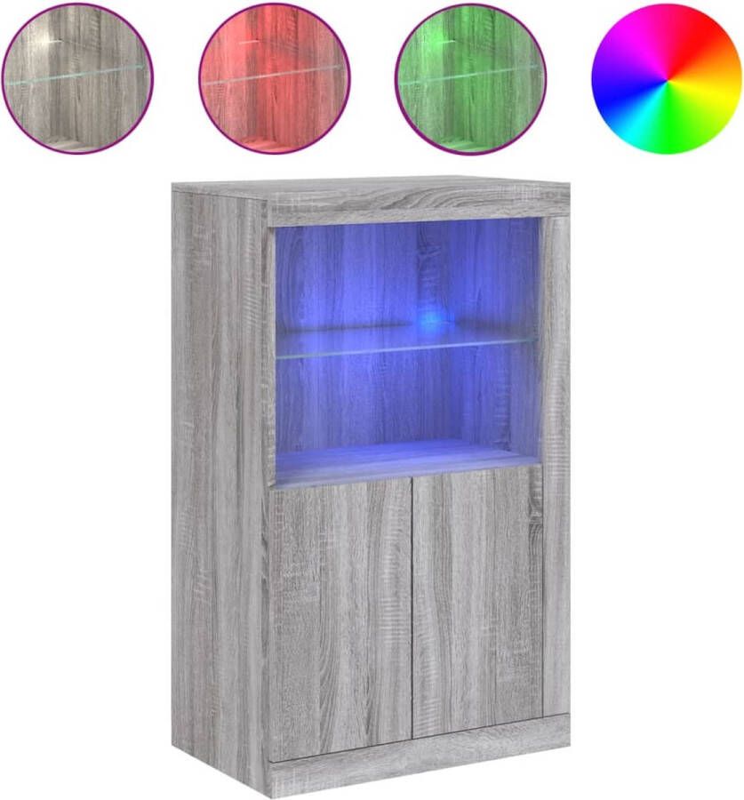 VidaXL -Bijzetkast-met-LED-bewerkt-hout-grijs-sonoma-eikenkleurig