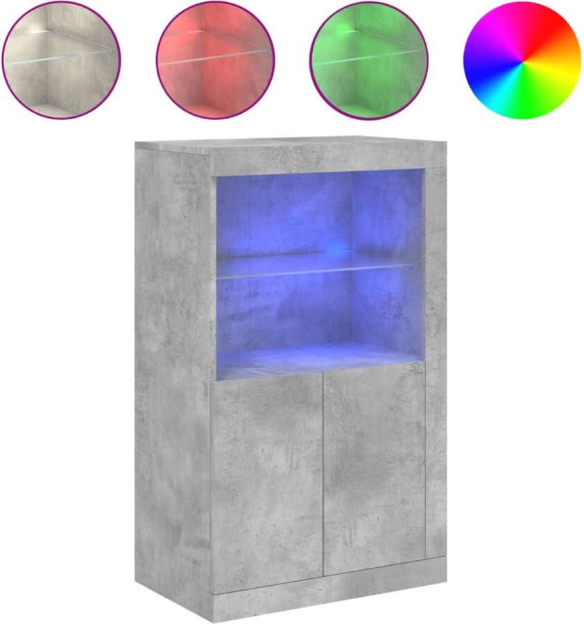 VidaXL -Bijzetkast-met-LED-verlichting-bewerkt-hout-betongrijs