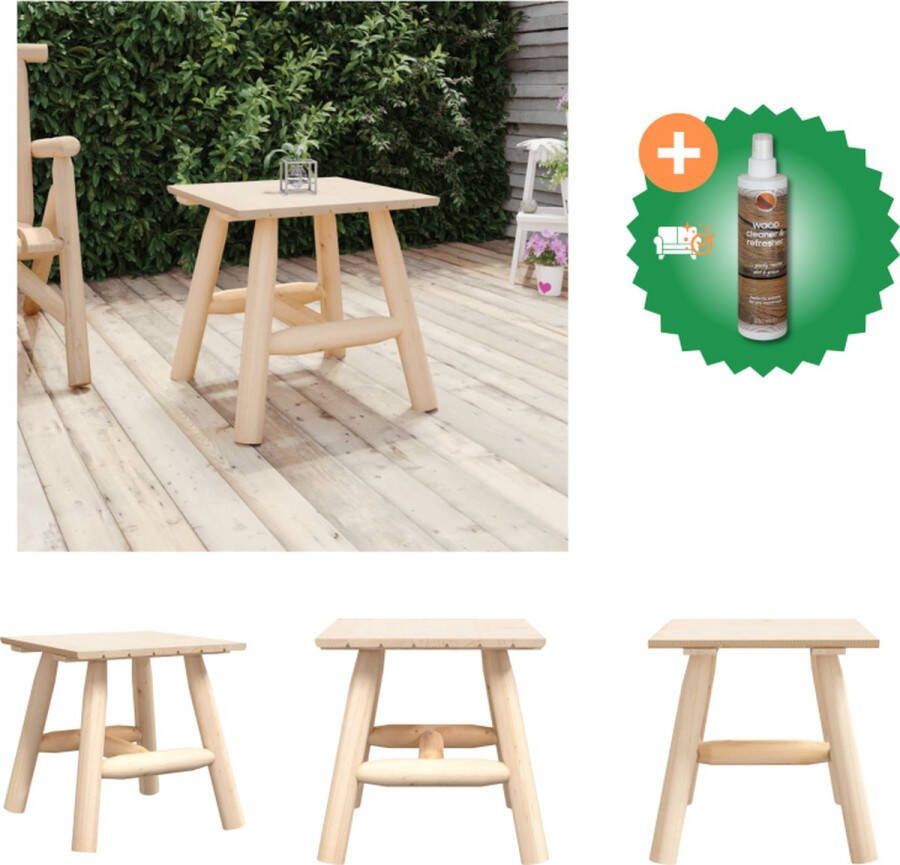 VidaXL Bijzettafel Massief Vurenhout 49 x 49 x 50 cm Onbehandeld Tuinbank Inclusief Houtreiniger en verfrisser