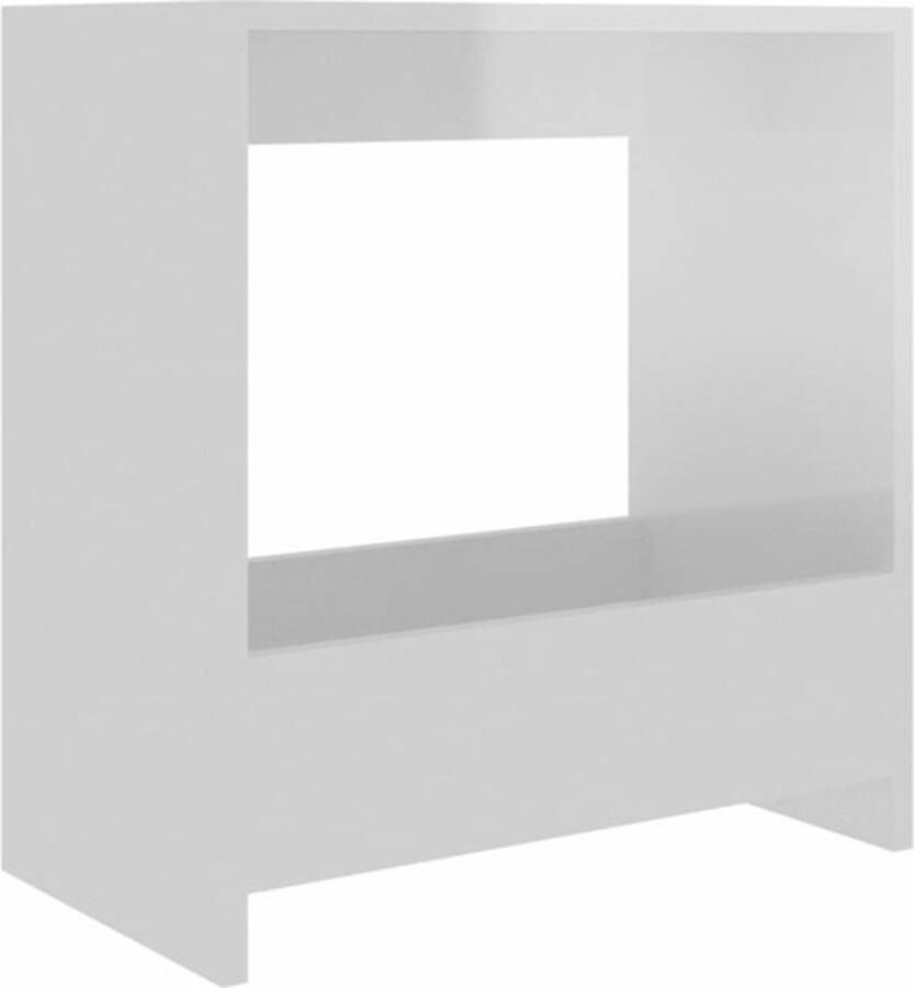 VidaXL -Bijzettafel-50x26x50-cm-spaanplaat-hoogglans-wit