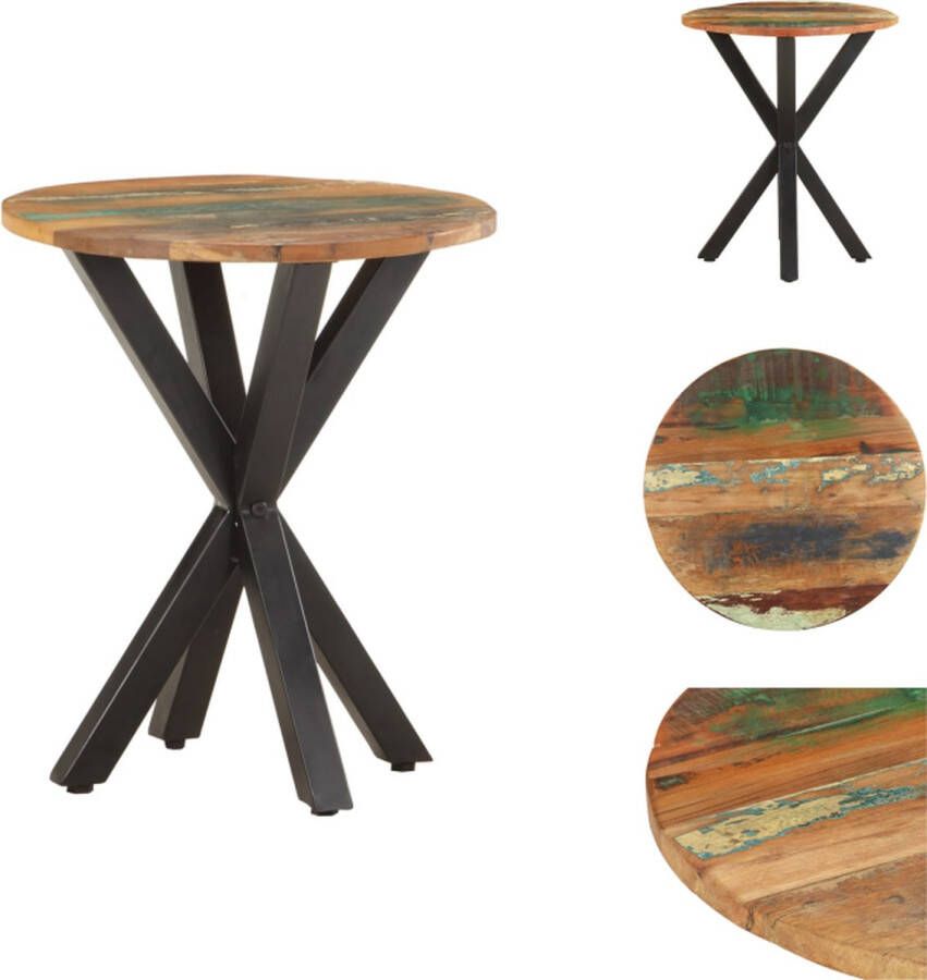 VidaXL Bijzettafel Gerecycled hout Meerkleurig 48x48x56 cm Handgemaakt Tafel
