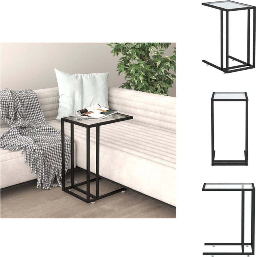 VidaXL Bijzettafel Glas en IJzer 50x35x65cm Transparant Zwart Tafel