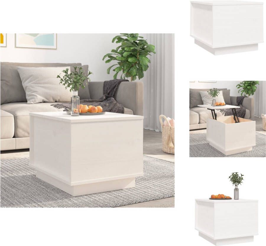 VidaXL Bijzettafel Grenenhout Wit 40x50x35 cm Lift-top Tafel