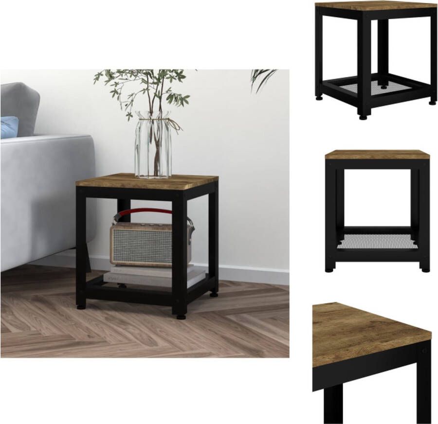 VidaXL Bijzettafel Houten blad Opbergruimte 40x40x45cm Donkerbruin Zwart Tafel