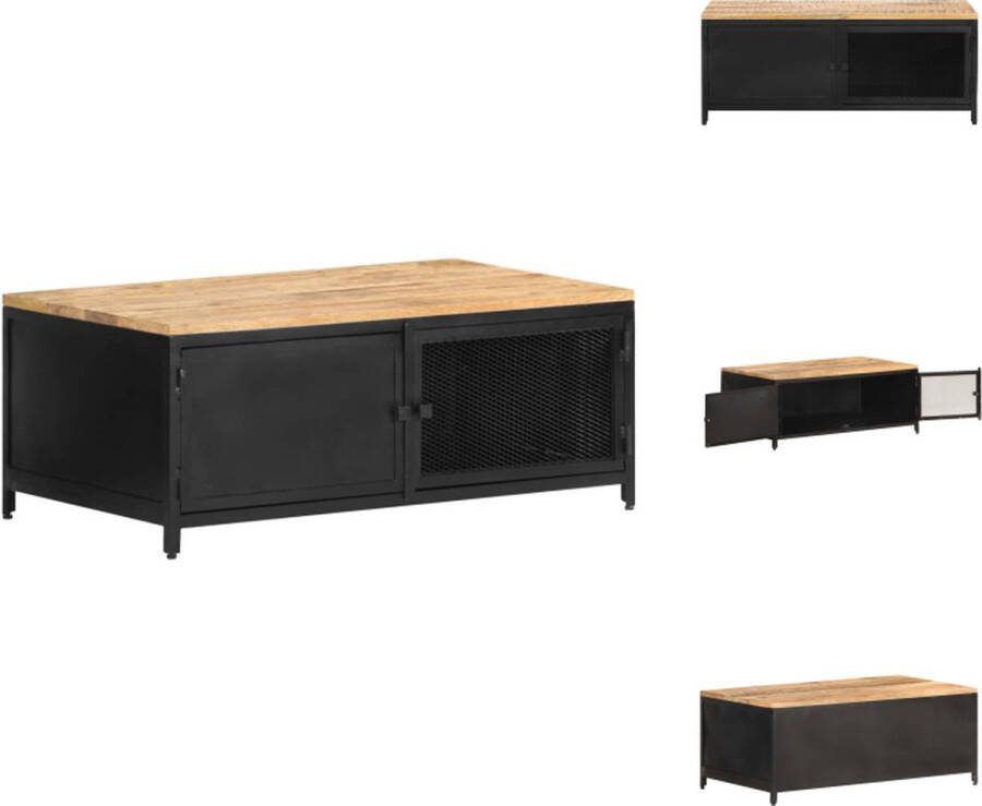VidaXL Bijzettafel Industrial 90x50x37 cm Ruw mangohout met ijzer Tafel
