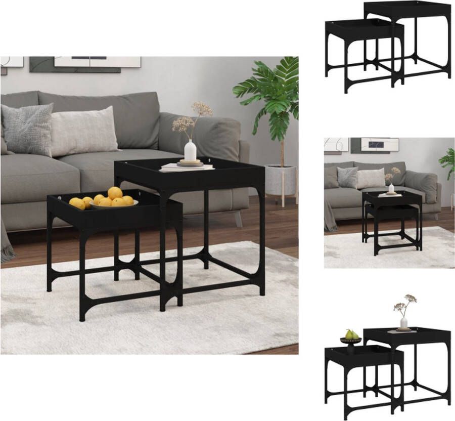 VidaXL Bijzettafel Industrieel 45x45x50.5cm 40x40x38.5cm Zwart Tafel