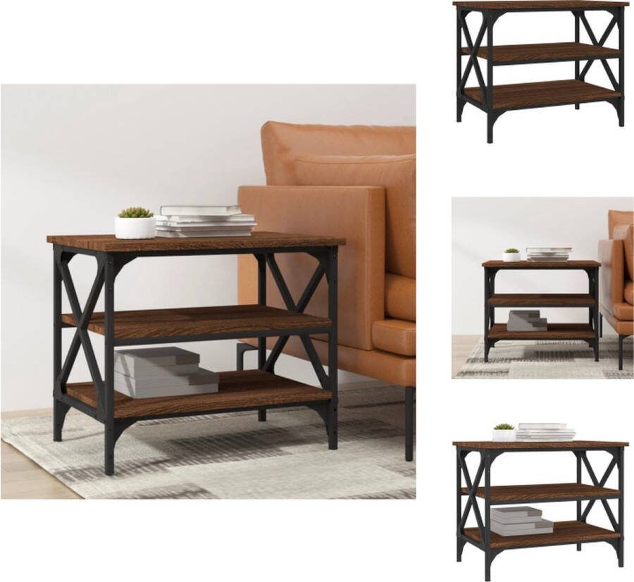 VidaXL Bijzettafel Industrieel 55x38x45 cm Bruineiken Tafel