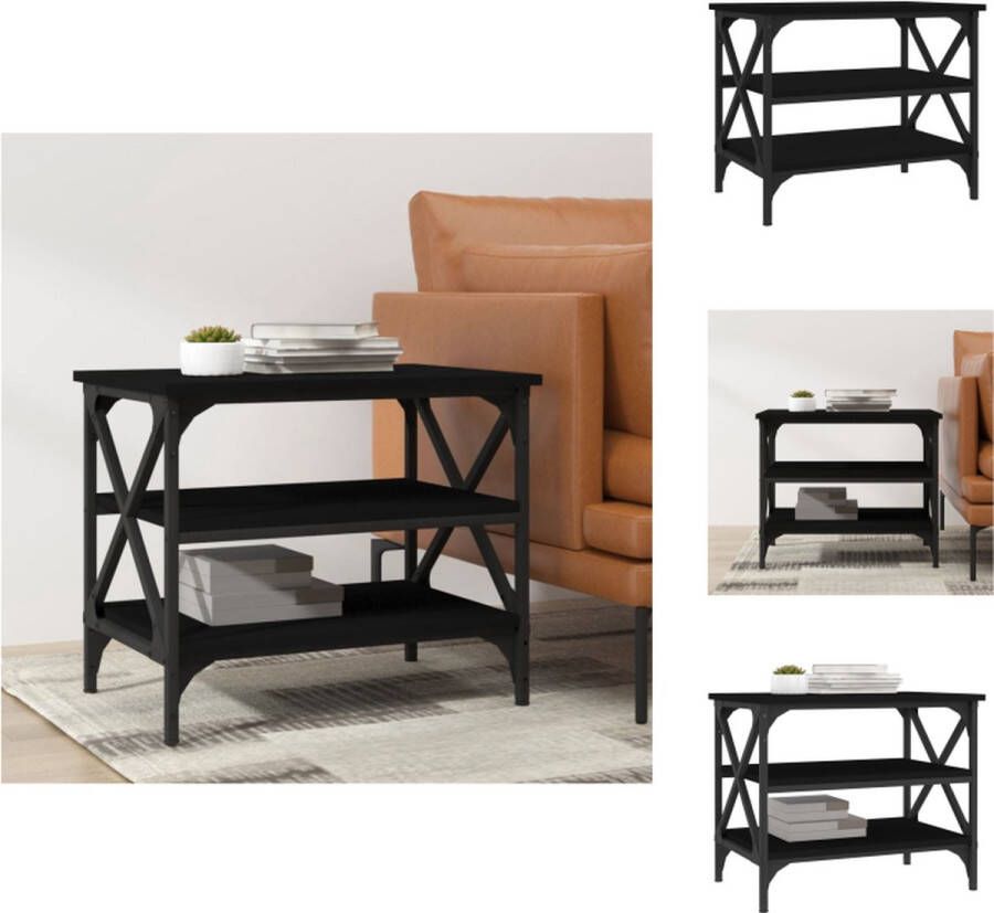 VidaXL Bijzettafel Industrieel 55x38x45 cm Zwart Tafel