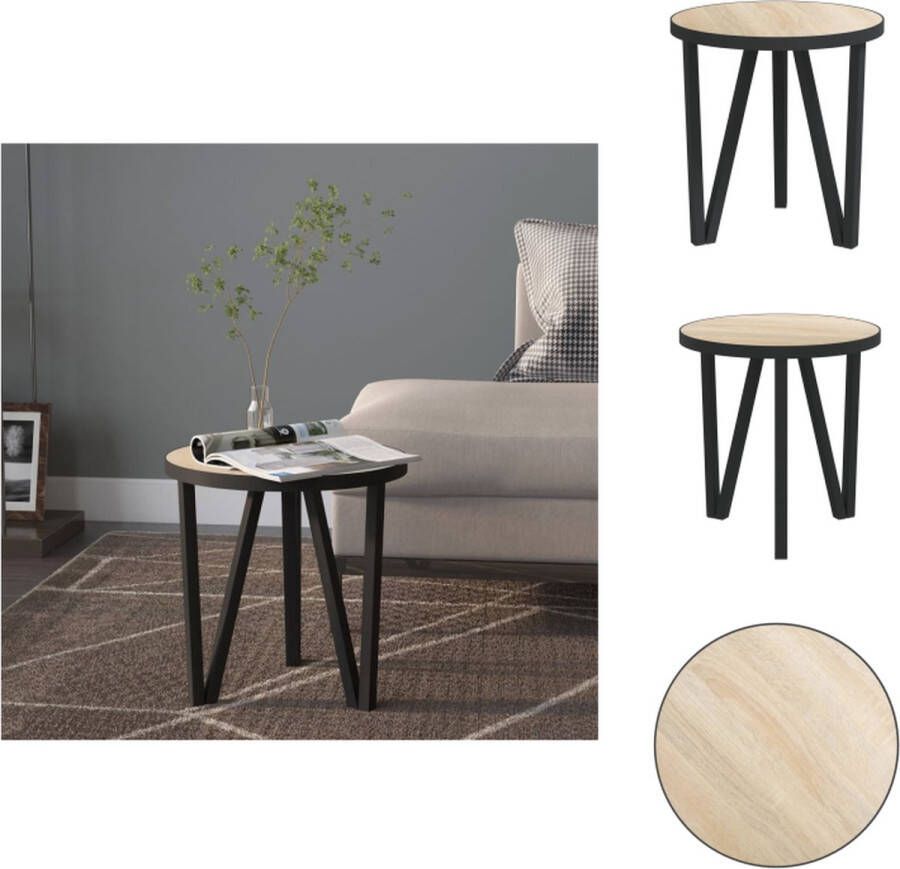 VidaXL Bijzettafel Industriële Stijl 35 x 34 cm Sonoma Eiken MDF en Gepoedercoat Staal Tafel