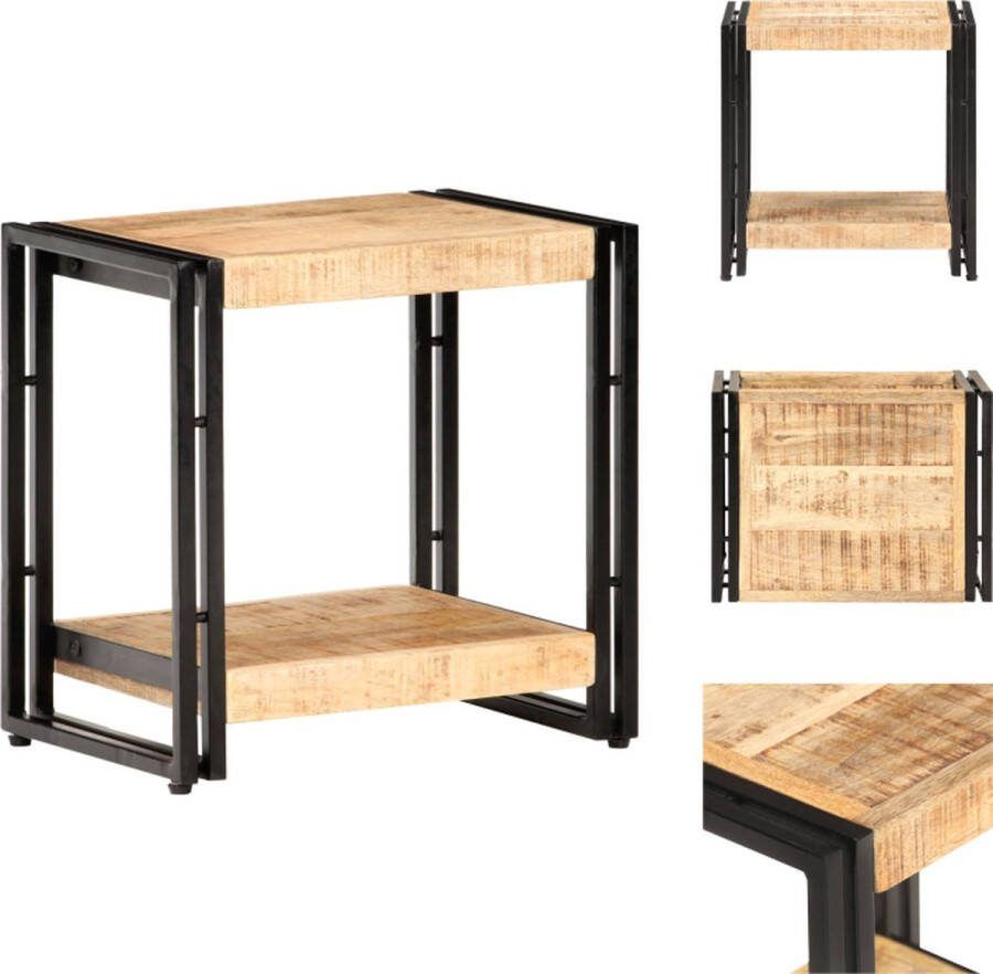 VidaXL Bijzettafel Industriële Stijl 40 x 30 x 40 cm Ruw Mangohout met IJzeren Frame Tafel