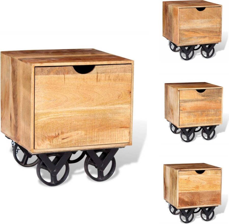 VidaXL Bijzettafel Industriële Stijl 40 x 40 x 45 cm Mangohout Bruin Zwart Tafel