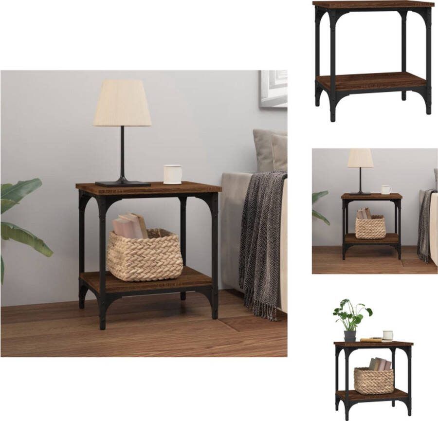 VidaXL Bijzettafel Industriële Stijl Bruineiken 40x30x42 cm Stevig materiaal Tafel