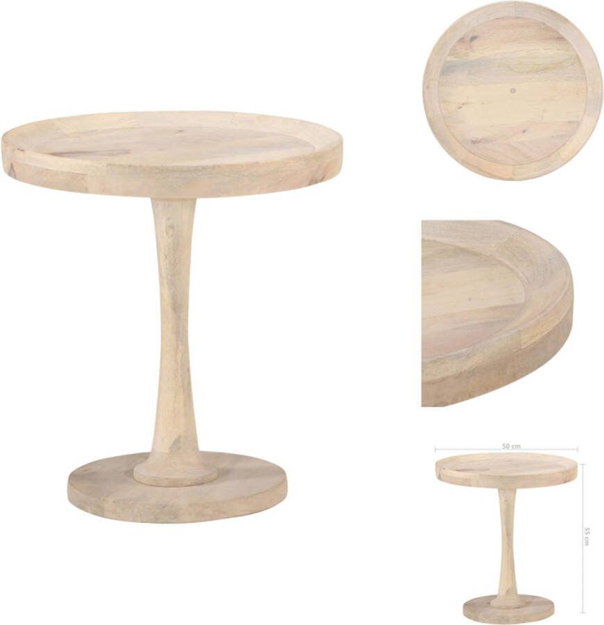 VidaXL Bijzettafel Mangohout 50 x 55 cm Natuurlijk bleekafwerking Tafel