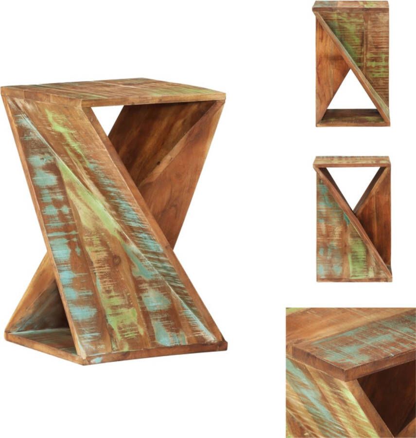 VidaXL Bijzettafel Massief gerecycled hout 35 x 35 x 55 cm Gedraaid ontwerp Tafel