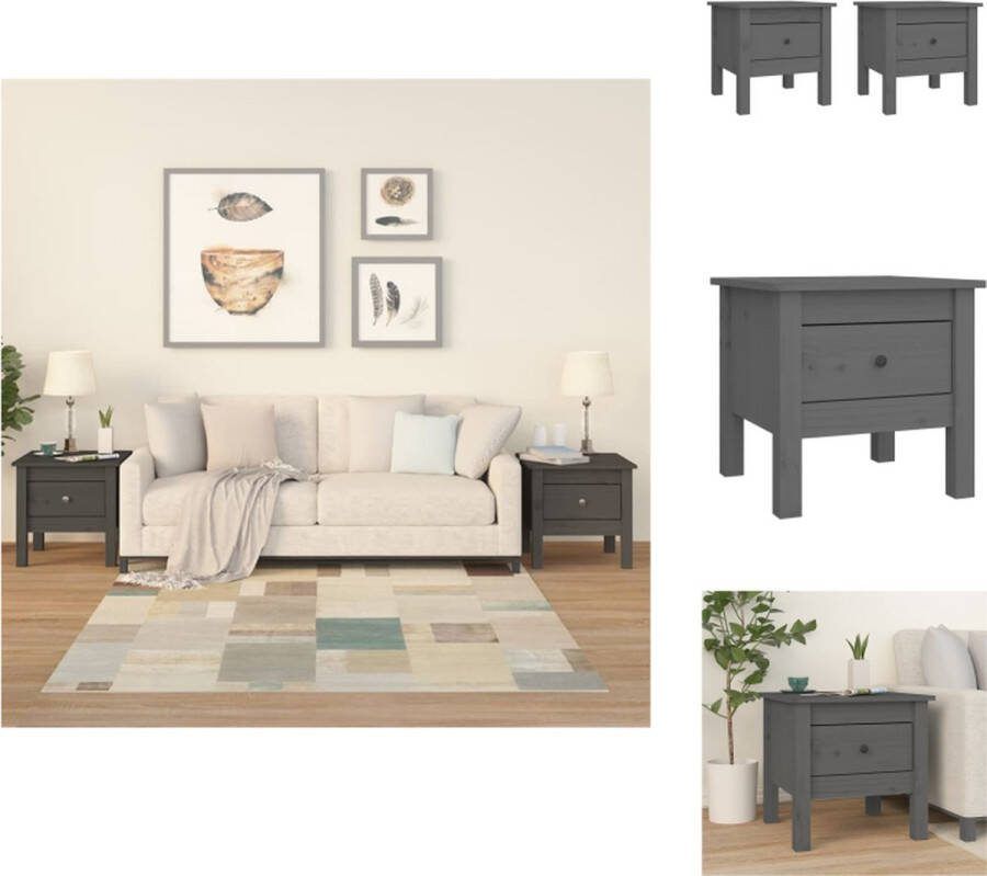 VidaXL Bijzettafel Massief grenenhout 40 x 40 x 39 cm set van 2 Tafel