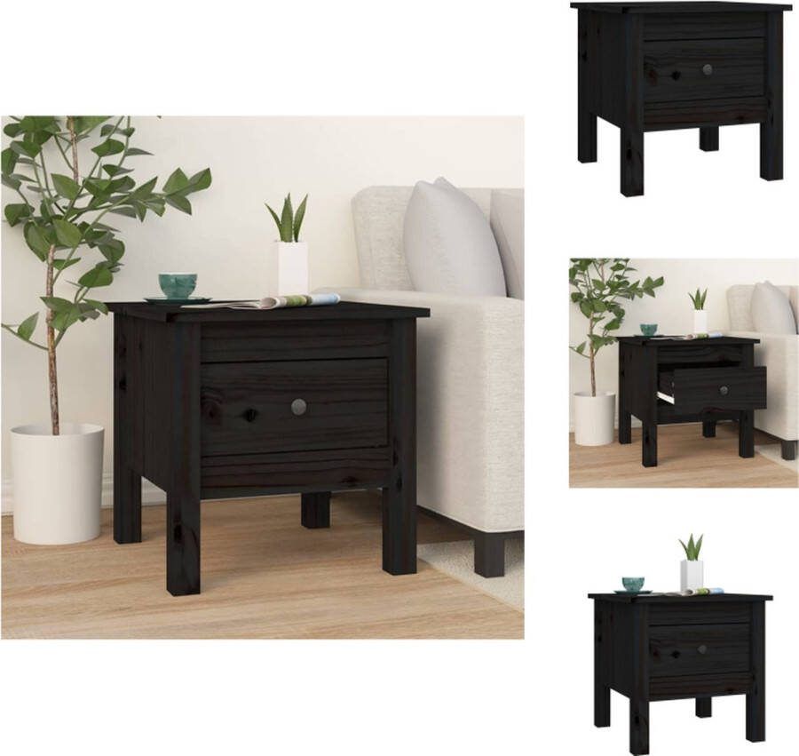 VidaXL Bijzettafel Massief grenenhout 40 x 40 x 39 cm zwart Tafel
