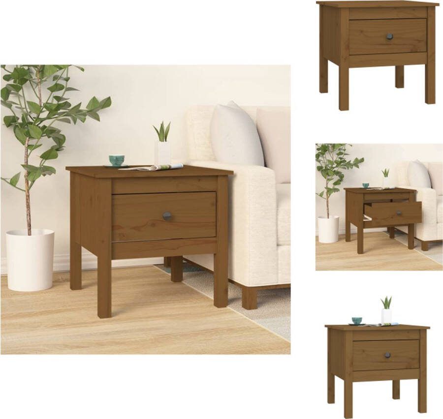 VidaXL Bijzettafel Massief Grenenhout 50 x 50 x 49 cm Honingbruin Tafel