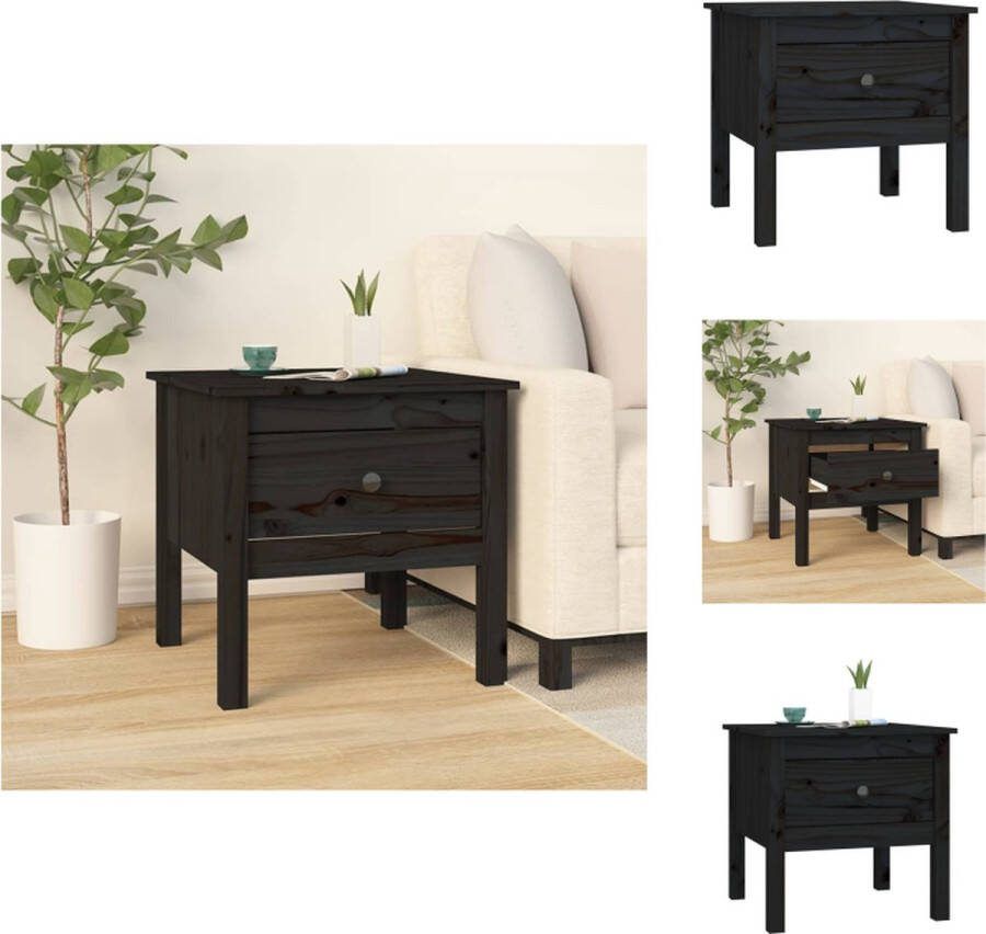 VidaXL Bijzettafel Massief grenenhout 50 x 50 x 49 cm Zwart Tafel