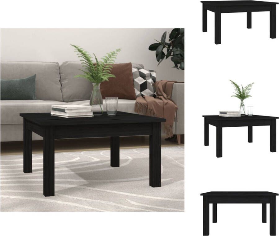 VidaXL Bijzettafel Massief grenenhout 55 x 55 x 30 cm Zwart Tafel