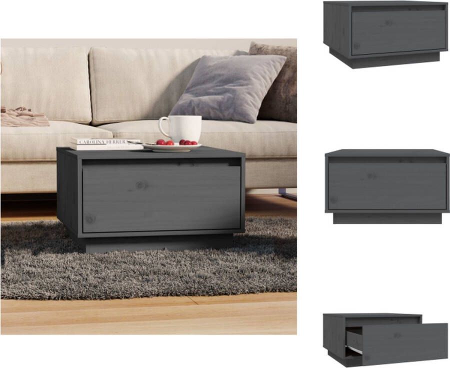 VidaXL Bijzettafel Massief Grenenhout Grijs 55x56x32 cm Zweefpoten Tafel