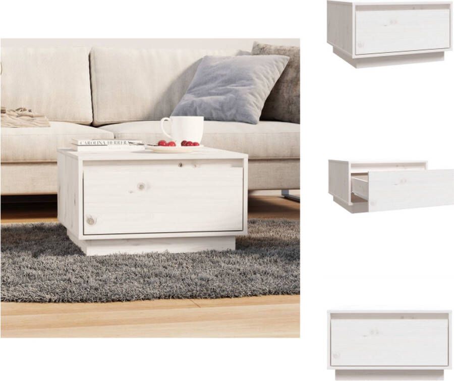 VidaXL Bijzettafel Massief Grenenhout Wit 55 x 56 x 32 cm Zweefpoten Tafel