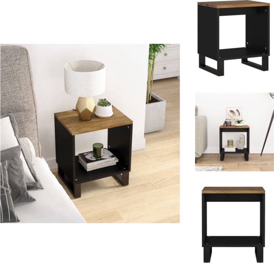 VidaXL Bijzettafel Massief Mangohout 40x31x46 cm Metalen poten Tafel