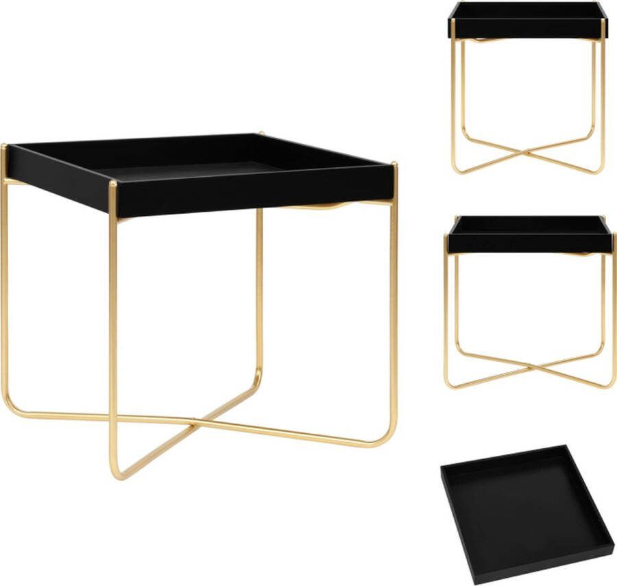 VidaXL Bijzettafel MDF Blad Staaldraad Frame 38 x 38 x 38.5 cm Zwart en Goud Tafel