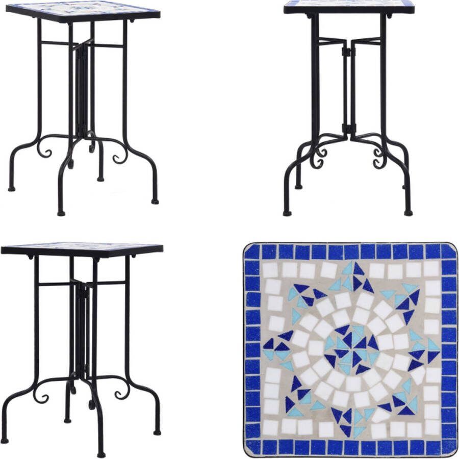 VidaXL Bijzettafel mozaïek keramiek blauw en wit Tafeltje Tafeltjes Tafel Tafels