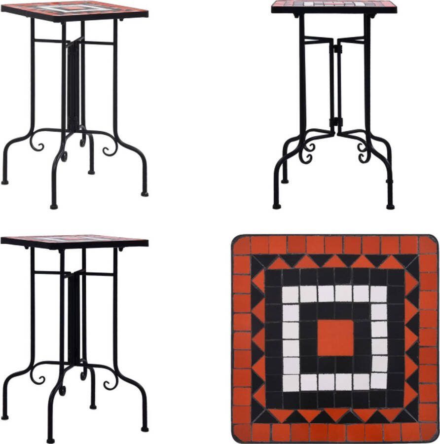 VidaXL Bijzettafel mozaïek keramiek terracottakleurig en wit Tafeltje Tafeltjes Tafel Tafels