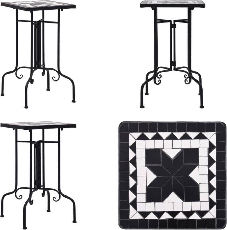 VidaXL Bijzettafel mozaïek keramiek zwart en wit Tafeltje Tafeltjes Tafel Tafels