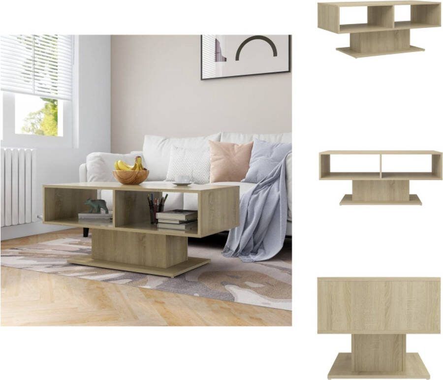 VidaXL Bijzettafel Opbergschap Veilig tafelblad Modern Kleur- Sonoma eiken Materiaal- Spaanplaat Afmetingen- 103.5 x 50 x 44.5 cm Montage vereist Tafel