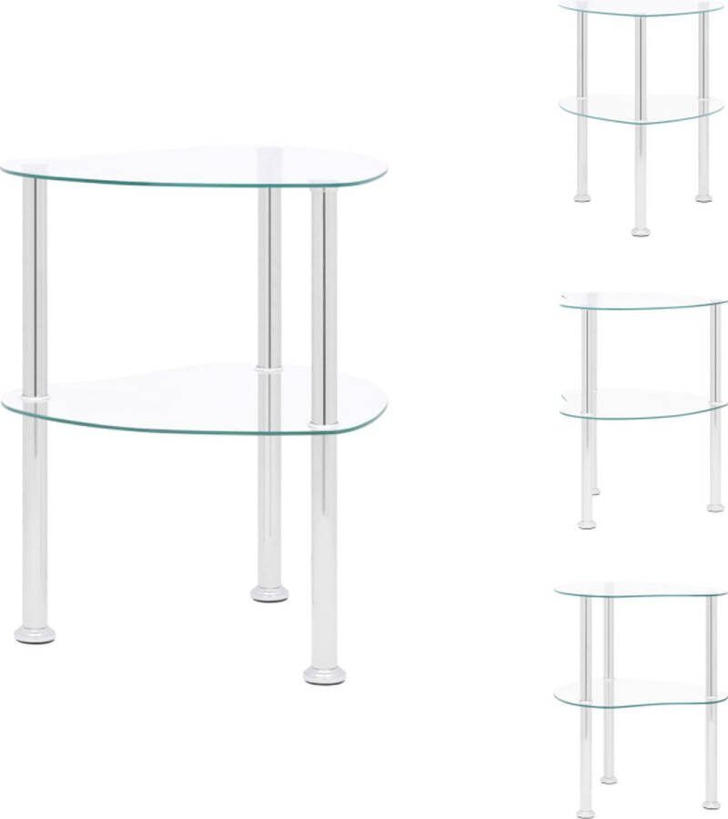 VidaXL Bijzettafel s Gehard Glas 38x38x50 cm Transparant Tafel